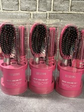 Professional Quality 5-Piece Hair Brush Set Pink Brushes Mirror Clip 3x