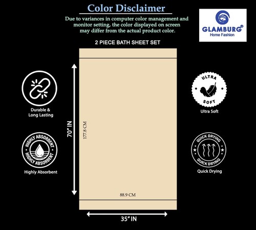 GLAMBURG Premium Cotton Oversized 2 Pack Bath Sheet 35x70 - 100% Pure Cotton - - Bild 5 von 6