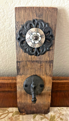 Repurposed Wine Barrel Stave Hook- Decorative Coat/Hat/Scarf Rack - Rustic