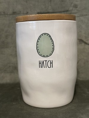 Rae Dunn HATCH Canister W/ Wooden Lid Jar Container Spring Easter 2020 Green Egg