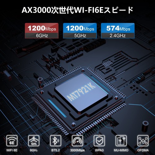 WAVLINK WiFi6E Wireless Adapter Wireless LAN Card Bluetooth5.2 wifi6 6Ghz/5Ghz/2 - Afbeelding 2 van 9