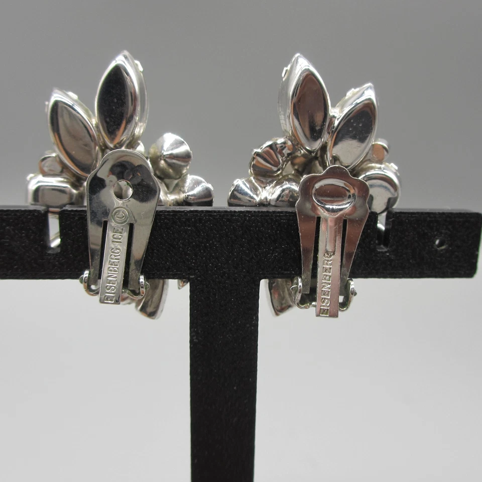 Juego de pendientes de hielo Eisenberg vintage florales transparentes con clip Foto 3 de 4