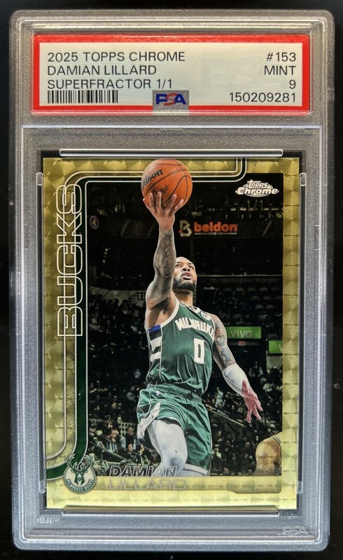 2025-26 Topps Chrome Damian Lillard SuperFractor #1/1 Bucks PSA 9
