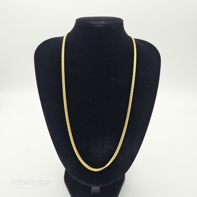 925 Sterlingsilber 18'' Zoll Gold Finish Miami Cuban Link 3mm Halskette