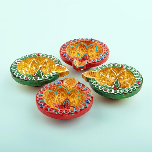 Earthen Diya Clay Terracotta Diwali Tealight Holder for Pooja Deepak Decorati... - Picture 9 of 9