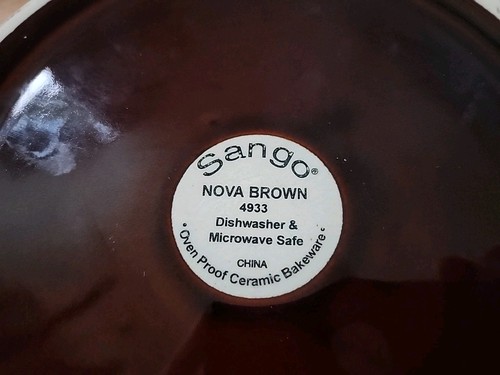 Sango NOVA BROWN 4pc Set Round Ovenproof Ceramic Bakeware With Plastic Lids 4933 - Picture 5 of 9