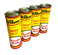 Rare Vintage Wilson White Tennis Balls 4-Cans w/Keys–Sealed w/ Original Box