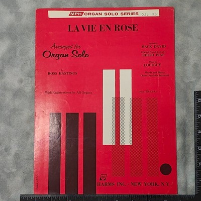 1947 La Vie En Rose Organ Solo Sheet Music MPH Organ Solo Series OSL-23 HarmsNY