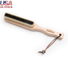 Natural Soft Bristle Clothes Brush Beech Wood Handle Lint Dust Removal Tool New