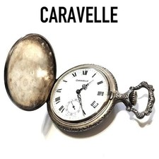 Caravelle Swiss Made Pocket Watch Hunter Case Small Seconds Used