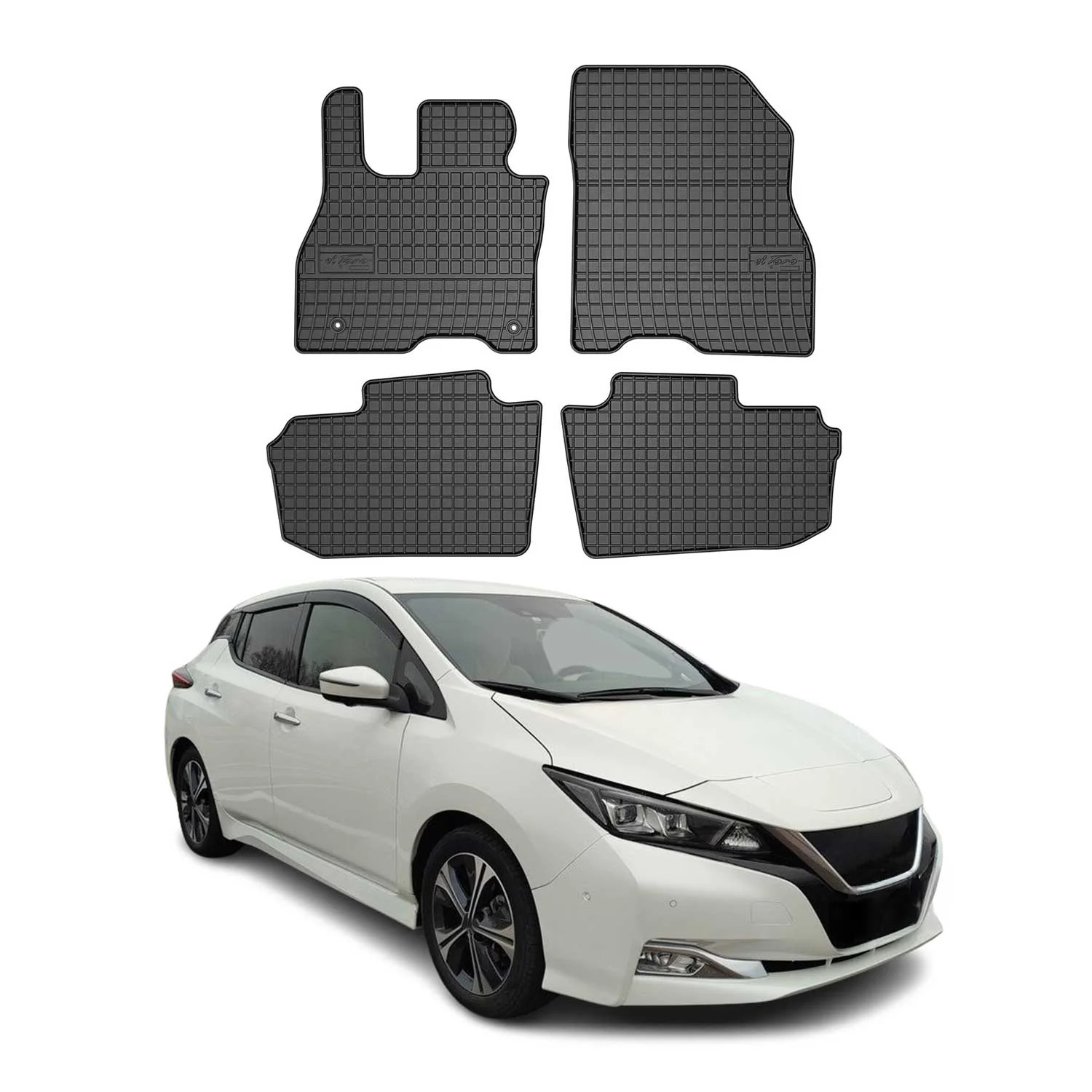 Tapis de sol Nissan Leaf imperméable en caoutchouc noir résistant