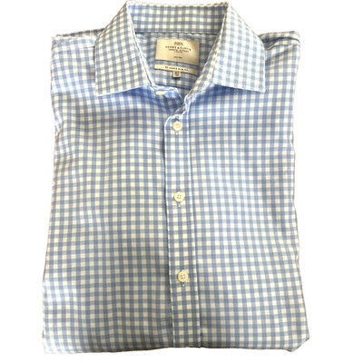 Neues hellblau-weiß kariertes HAWES & CURTIS  London Slim Fit Hemd Gr. 165/36