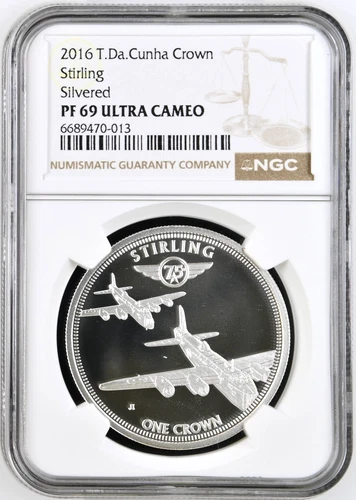 2016 Tristan Da Cunha Stirling Silvered 75th Anniversary of WWII NGC PF 69UC