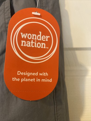 Wonder Nation Boys XXL (18) Poplin Gray Cargo Pants Pull on Drawstring Pockets - Picture 5 of 9