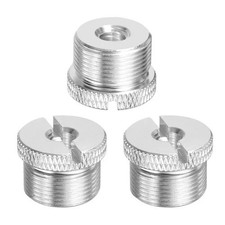 3 Pcs 5/8"-11 Male to 1/4"-20 Female Knurled Convert Screw Adapters, Silver