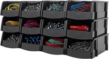 IRIS USA Stackable Storage Bins Open Front 12 Pack Plastic Hanging Organizer