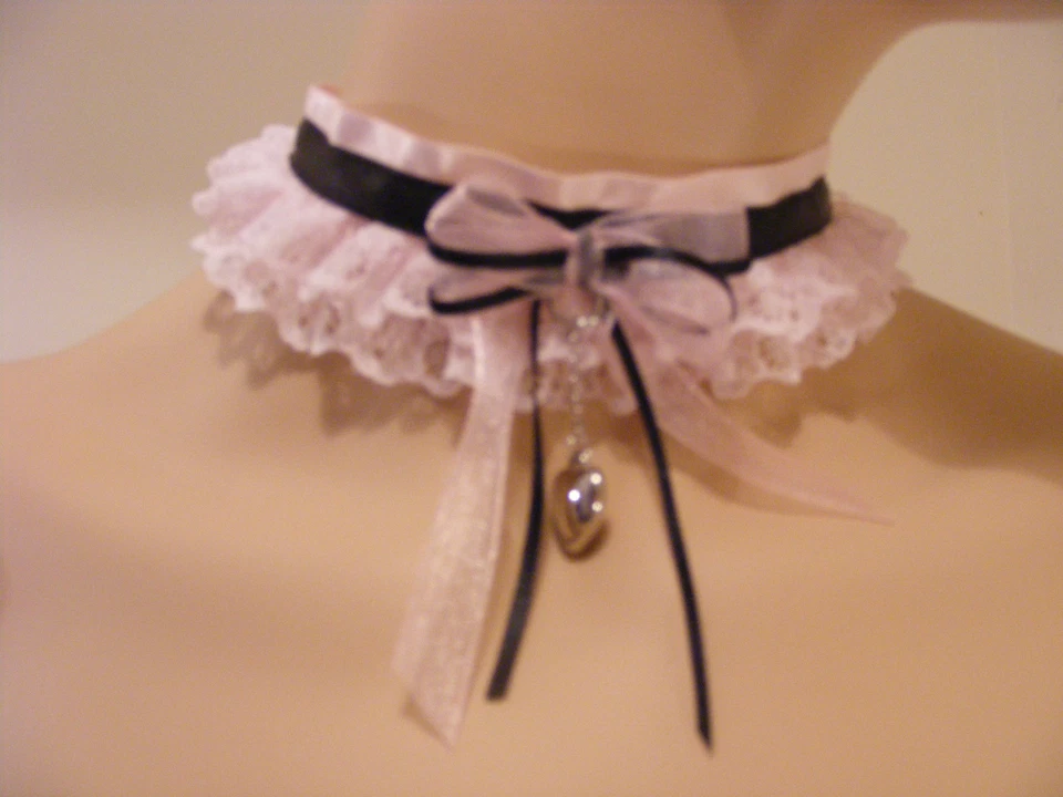 SISSY KITTEN PINK LACE CHOKER DDLG OPT BELL KAWAII LOLITA FANCY DRESS COSPLAY  - Image 3 of 3