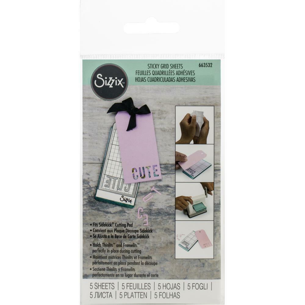 Sizzix Sticky Grid Sheets - 5 Feuilles Adhésives 6x8,5 Pouces - Accessoire Pour Machines De Découpe Big Shot