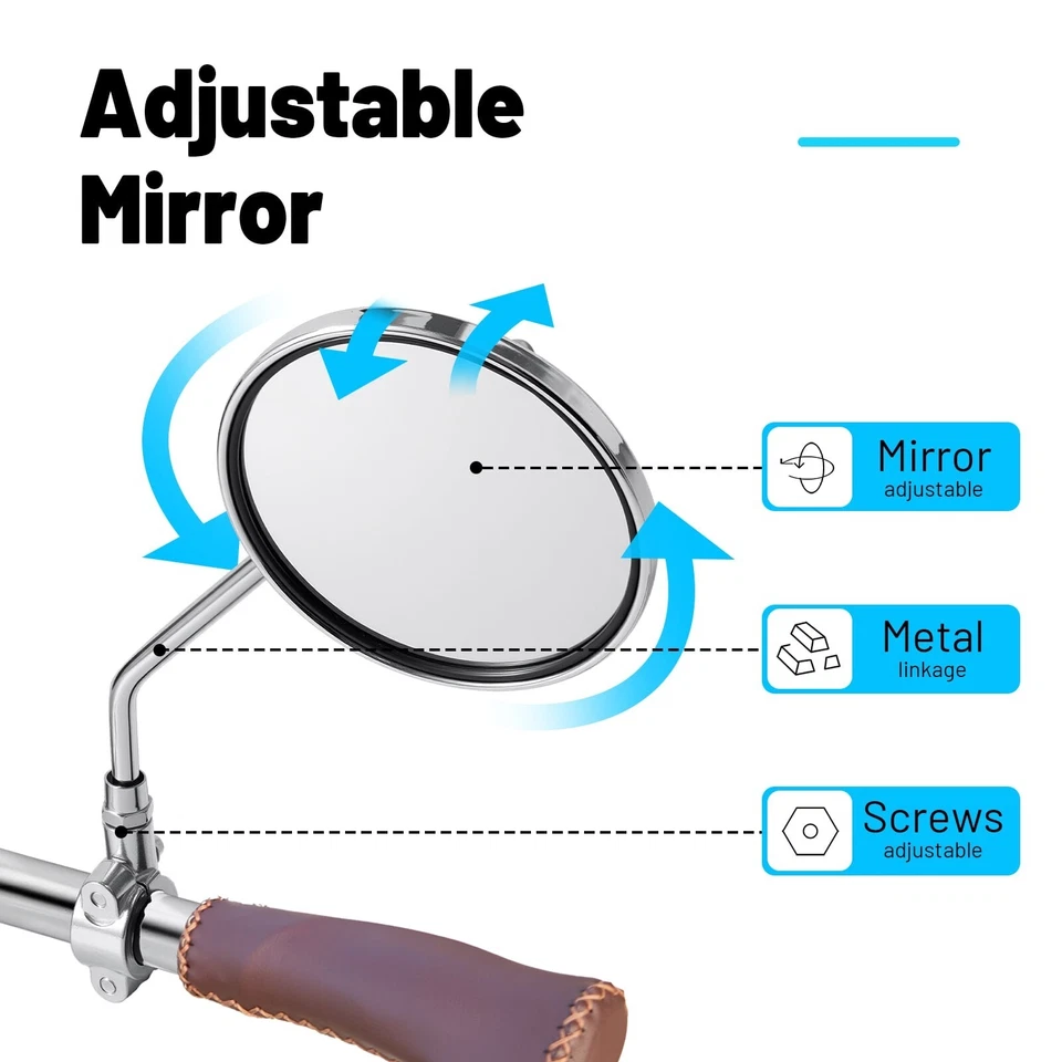 Винтажное велосипедное зеркало - металлические велосипедные зеркала заднего вида для велосипедных рулей - Изображение 2 из 4