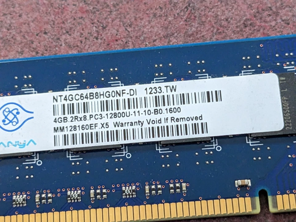 LOT 4 NANYA 4GB DDR3 PC3-12800U 1600MBz DESKTOP MEMORY RAM - Image 2 of 2