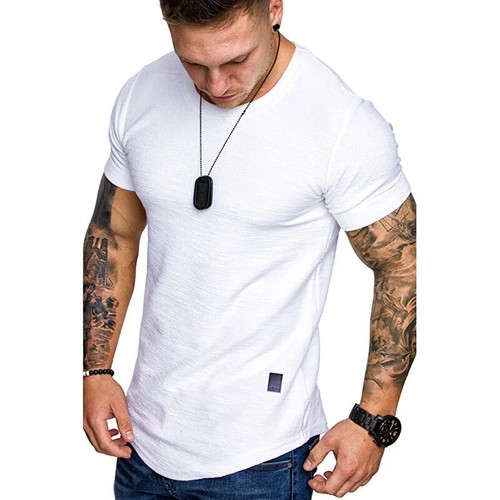Camicia Manica Corta Streetwear Hip Hop Estiva T Shirt Uomo Lunga Orlo Curvo... - Foto 25 di 31