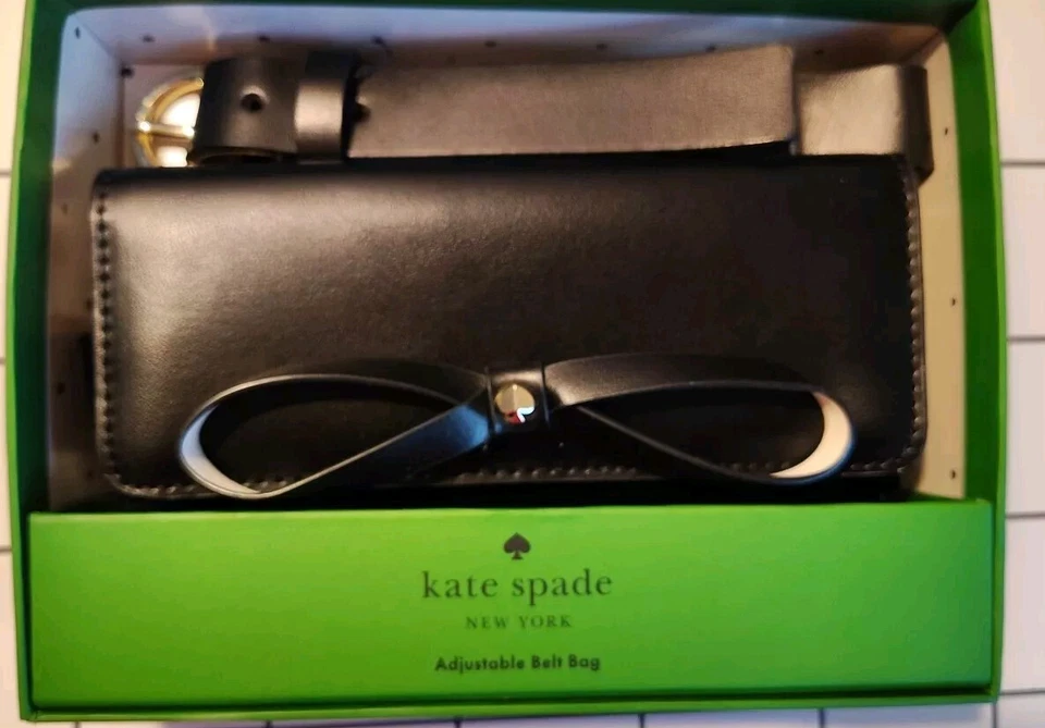 Bolso Cinturón Kate Spade Arco En Caja Mujer L/XL Ajustable Negro Cuero Genuino  Foto 2 de 4