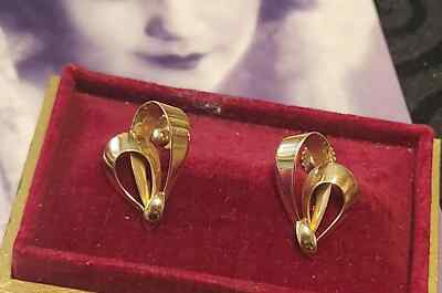 Vintage Bræmer-Jensen Vintage 14K Gold Screw-On Earrings ~ 1950s ~ Danish