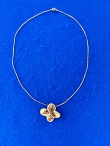 Authentic Vintage Gold Plated Shamrock Pendant and Chain Necklace Lucky 4 Leaf Clover