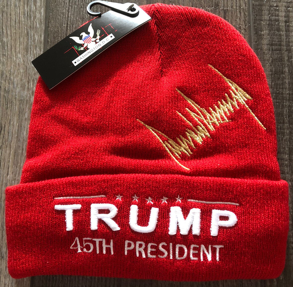 Beanie Red MAGA 45th Pres Make America Great Again President Trump Hat EMB-image