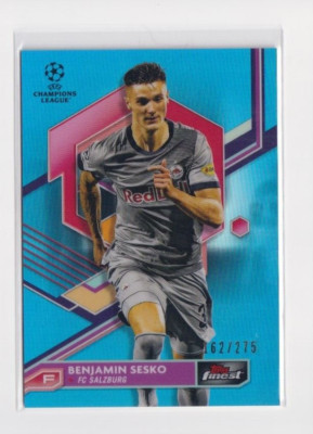 2022-23 Topps Finest UEFA Benjamin Sesko Sky Blue /275 FC Salzburg #33 Refractor