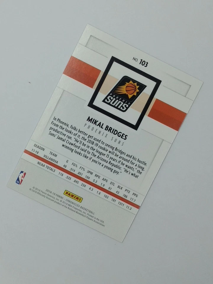 2018-19 Panini Chronicles Pink Mikal Bridges Rookie RC #103, Phoenix Suns - Image 4 of 4