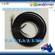 6P4C RJ11 Plug Telephone ADSL Flat Cord Cable 0.5/1/1.5/2/3/5m Black Made in AU