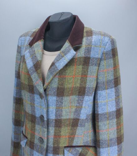 Chaqueta Harris Tweed Damas Talla UK 14 Multicolor Cuadros Cuello Terciopelo Lana Blazer - Imagen 3 de 23
