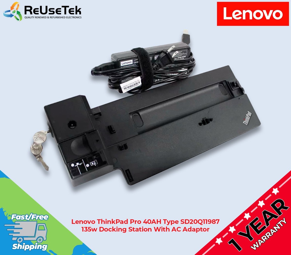 Lenovo ThinkPad Pro 40AH Type SD20Q11987 135w Docking Station With 