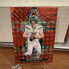 Aaron Rodgers 2024 Panini Mosaic Red Football #169 N.Y JETS 