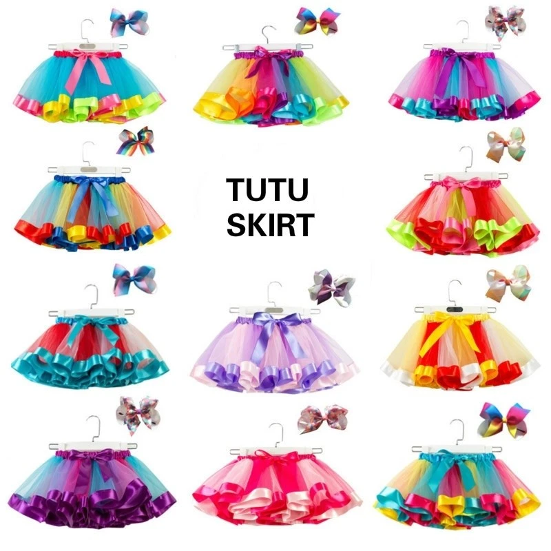 女宝宝蓬蓬裙层五颜六色的花式薄纱衬裙蝴蝶结可爱新品 — 第 2/4 张图片