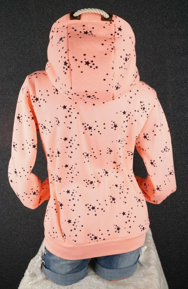 Damen Sweat Jacke Kapuze Hoodie Fleece gefüttert Übergangsjacke Sterne StarM-3XL - Bild 3 von 4