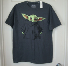Grogu The Child T-Shirt Adult M Star Wars Mandalorian Jedi Baby Yoda Dark Gray