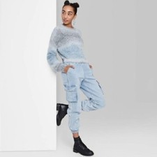 Wild Fable Women's Spacedye Crewneck Pullover Sweater Size XS Blue/Multicolor