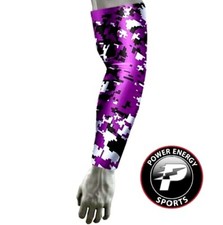 Boys Football Baseball Girls Softball Compression Arm Sleeve Purple Digital Camo
