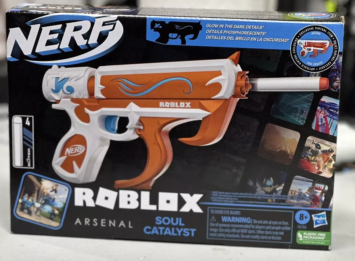 Nerf Roblox Arsenal Soul Catalyst Glow-in-the-Dark Dart Blaster GUN W/VIRTU  CODE