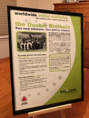 BIG 11X14 FRAMED THE DOOBIE BROTHERS ''SIBLING RIVALRY'' 2000 LP ALBUM CD PROMO AD