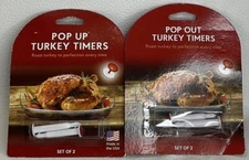 2 pks of Set of 2 Pop-Out HIC Kitchen Mechanical Timers for Roasting Turkey