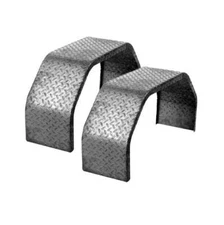 Set of 2 Single Axle 9x32 Steel Tread Plate Double Broke Trailer Fender