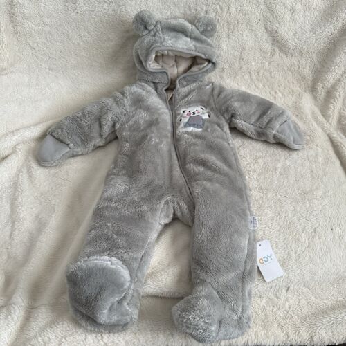 CDY Grey Bear Baby Snowsuit Costume 6-9 Month Outfit Zip Up Soft Unisex Girls