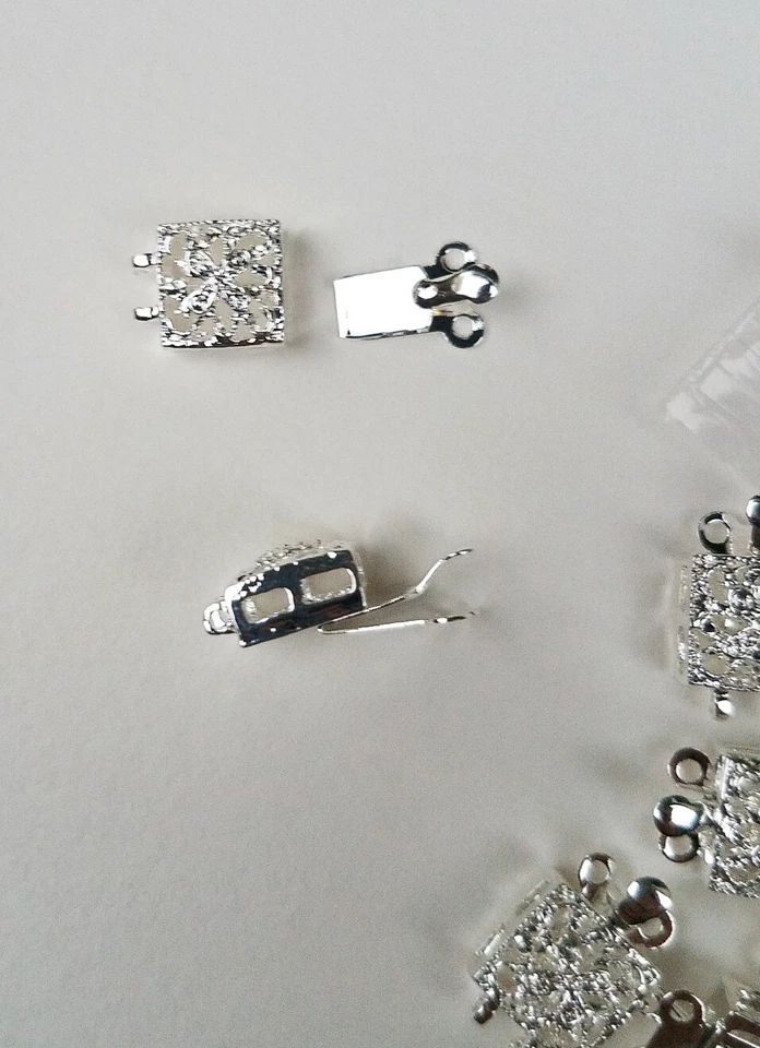 40 Silver Color Box Clasps For Necklace Or Bracelets - Image 3 of 3