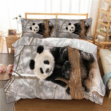 Cute Panda Quilt Duvet Cover Bedding Set Pillow Cases Single Double King Size UK
