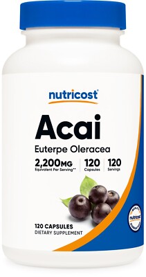 Nutricost Acai Capsules 550mg, 120 Capsules - Veggie Caps, Non-GMO, Gluten Free