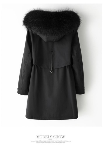 Womens Real Fox Fur Collar Mid Long Parka Rex Rabbit Fur Lined Overcoat Coat Hot - Picture 14 of 27