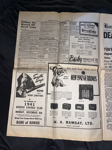 1941 Pearl Harbor Honolulu Star Bulletin 1st Edition 8 Page Newspaper REPRINT - Picture 2 of 12
